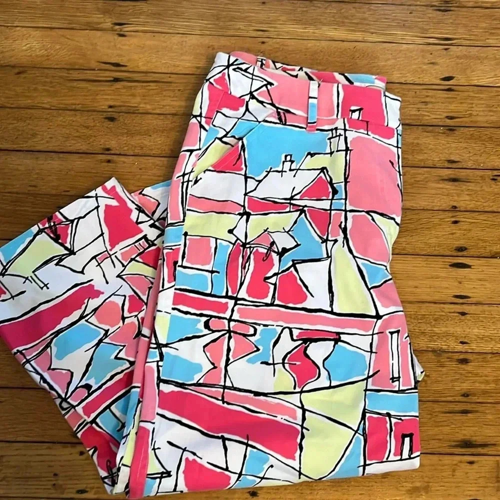 Talbots capris geometric print new